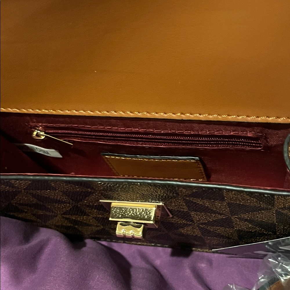 Classic Fashion Brown Geometric Crossbody Bag and Wallet 2-Piece Set NWT - Picture 3 of 5
